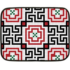 Vintage Style Seamless Black, White And Red Tile Pattern Wallpaper Background Fleece Blanket (mini) by Simbadda