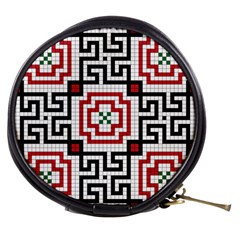 Vintage Style Seamless Black, White And Red Tile Pattern Wallpaper Background Mini Makeup Bags by Simbadda