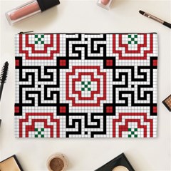 Vintage Style Seamless Black, White And Red Tile Pattern Wallpaper Background Cosmetic Bag (xl) by Simbadda