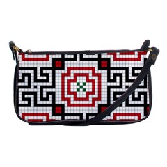 Vintage Style Seamless Black, White And Red Tile Pattern Wallpaper Background Shoulder Clutch Bags by Simbadda