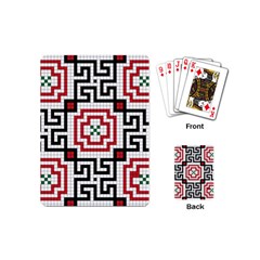 Vintage Style Seamless Black, White And Red Tile Pattern Wallpaper Background Playing Cards (mini)  by Simbadda