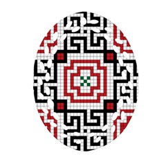 Vintage Style Seamless Black, White And Red Tile Pattern Wallpaper Background Ornament (oval Filigree) by Simbadda