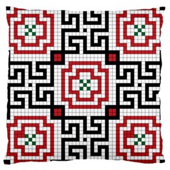 Vintage Style Seamless Black, White And Red Tile Pattern Wallpaper Background Large Cushion Case (two Sides) by Simbadda