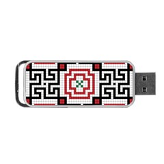 Vintage Style Seamless Black, White And Red Tile Pattern Wallpaper Background Portable Usb Flash (two Sides)