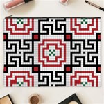 Vintage Style Seamless Black, White And Red Tile Pattern Wallpaper Background Cosmetic Bag (XXXL)  Front