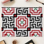 Vintage Style Seamless Black, White And Red Tile Pattern Wallpaper Background Cosmetic Bag (XXXL)  Back