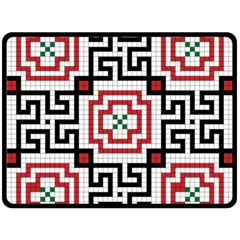 Vintage Style Seamless Black, White And Red Tile Pattern Wallpaper Background Double Sided Fleece Blanket (large) 