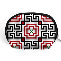 Vintage Style Seamless Black, White And Red Tile Pattern Wallpaper Background Accessory Pouches (medium) 