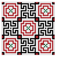 Vintage Style Seamless Black, White And Red Tile Pattern Wallpaper Background Large Satin Scarf (square) by Simbadda