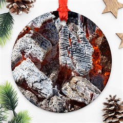 Wooden Hot Ashes Pattern Ornament (round) by Simbadda