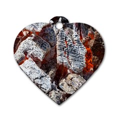 Wooden Hot Ashes Pattern Dog Tag Heart (one Side) by Simbadda