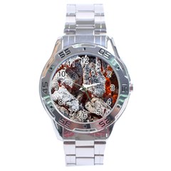 Wooden Hot Ashes Pattern Stainless Steel Analogue Watch by Simbadda