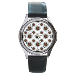 Pearly Pattern Half Tone Background Round Metal Watch by Simbadda