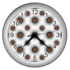 Pearly Pattern Half Tone Background Wall Clocks (silver)  by Simbadda