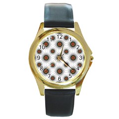 Pearly Pattern Half Tone Background Round Gold Metal Watch