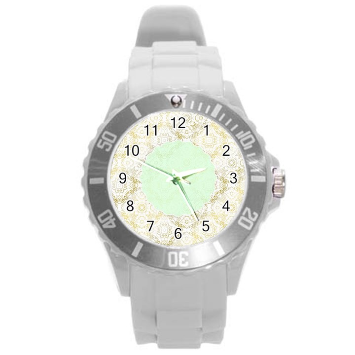 Seamless Abstract Background Pattern Round Plastic Sport Watch (L)