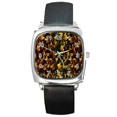 Loral Vintage Pattern Background Square Metal Watch by Simbadda