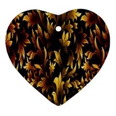 Loral Vintage Pattern Background Heart Ornament (two Sides) by Simbadda