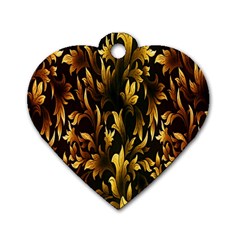 Loral Vintage Pattern Background Dog Tag Heart (one Side) by Simbadda