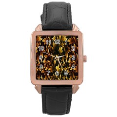 Loral Vintage Pattern Background Rose Gold Leather Watch  by Simbadda