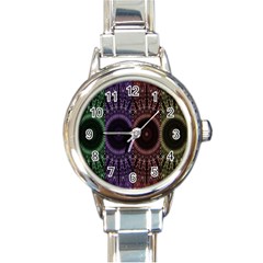 Digital Colored Ornament Computer Graphic Round Italian Charm Watch by Simbadda