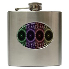 Digital Colored Ornament Computer Graphic Hip Flask (6 Oz) by Simbadda