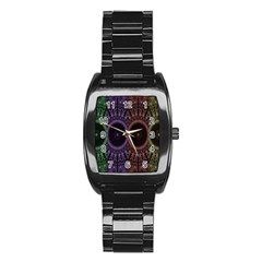 Digital Colored Ornament Computer Graphic Stainless Steel Barrel Watch by Simbadda