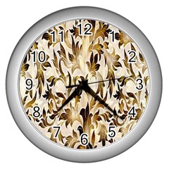 Floral Vintage Pattern Background Wall Clocks (silver) 