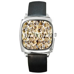 Floral Vintage Pattern Background Square Metal Watch by Simbadda