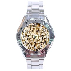 Floral Vintage Pattern Background Stainless Steel Analogue Watch by Simbadda