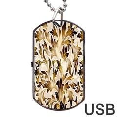 Floral Vintage Pattern Background Dog Tag Usb Flash (one Side) by Simbadda