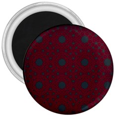 Blue Hot Pink Pattern With Woody Circles 3  Magnets by Simbadda