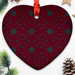 Blue Hot Pink Pattern With Woody Circles Ornament (heart) by Simbadda