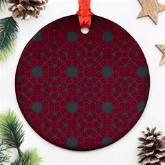 Blue Hot Pink Pattern With Woody Circles Round Ornament (two Sides) by Simbadda