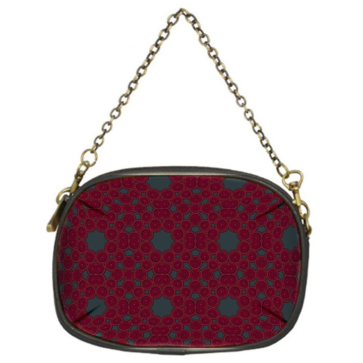 Blue Hot Pink Pattern With Woody Circles Chain Purses (One Side) 