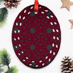 Blue Hot Pink Pattern With Woody Circles Oval Filigree Ornament (two Sides) by Simbadda