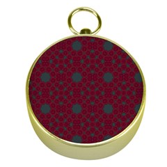 Blue Hot Pink Pattern With Woody Circles Gold Compasses by Simbadda