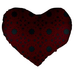 Blue Hot Pink Pattern With Woody Circles Large 19  Premium Flano Heart Shape Cushions by Simbadda