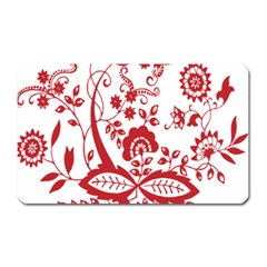 Red Vintage Floral Flowers Decorative Pattern Clipart Magnet (rectangular) by Simbadda