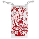 Red Vintage Floral Flowers Decorative Pattern Clipart Jewelry Bag Back