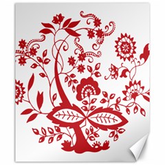 Red Vintage Floral Flowers Decorative Pattern Clipart Canvas 20  X 24  