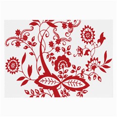 Red Vintage Floral Flowers Decorative Pattern Clipart Large Glasses Cloth (2-side) by Simbadda