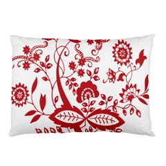 Red Vintage Floral Flowers Decorative Pattern Clipart Pillow Case by Simbadda