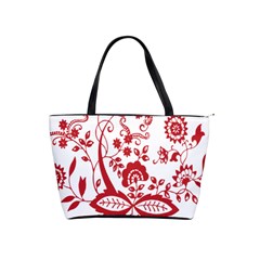 Red Vintage Floral Flowers Decorative Pattern Clipart Shoulder Handbags by Simbadda