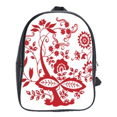 Red Vintage Floral Flowers Decorative Pattern Clipart School Bags(large)  by Simbadda