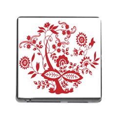 Red Vintage Floral Flowers Decorative Pattern Clipart Memory Card Reader (square) by Simbadda