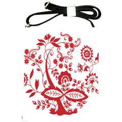 Red Vintage Floral Flowers Decorative Pattern Clipart Shoulder Sling Bags by Simbadda