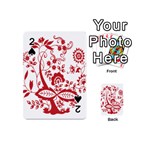 Red Vintage Floral Flowers Decorative Pattern Clipart Playing Cards 54 (Mini)  Front - Spade2