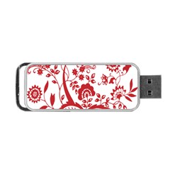 Red Vintage Floral Flowers Decorative Pattern Clipart Portable Usb Flash (two Sides) by Simbadda