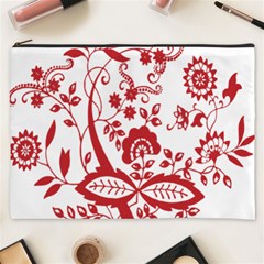 Red Vintage Floral Flowers Decorative Pattern Clipart Cosmetic Bag (xxxl)  by Simbadda